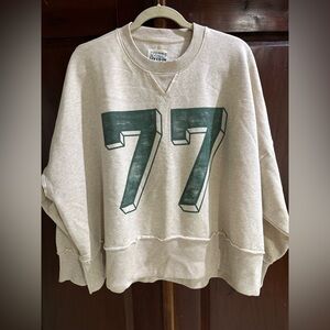 American Eagle Outfitters Cream Sweatshirt with Green Print NWT